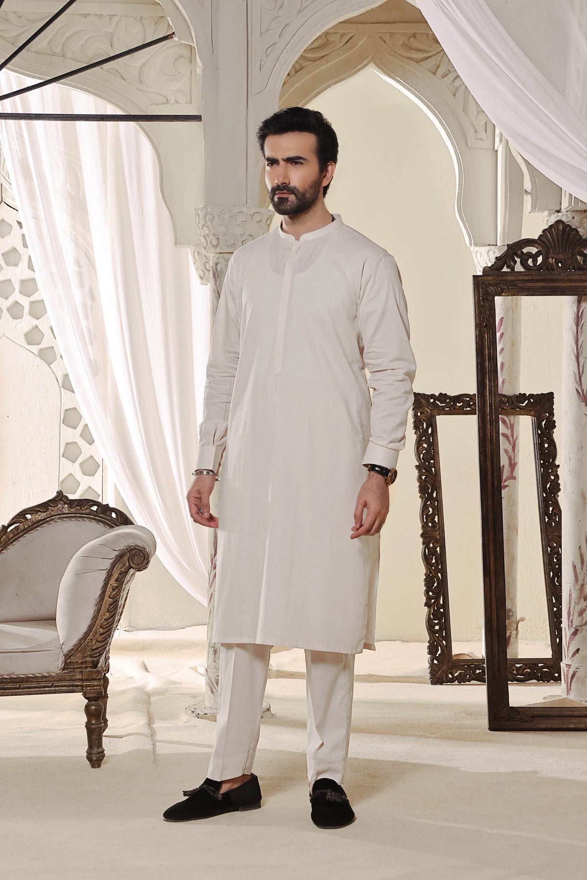 Cream Kurta Pajama by Al Deebaj, photo 2