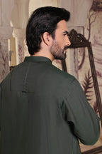 Green Self Cotton Kurta by Al Deebaj, photo 6