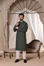 Green Self Cotton Kurta by Al Deebaj, photo 5