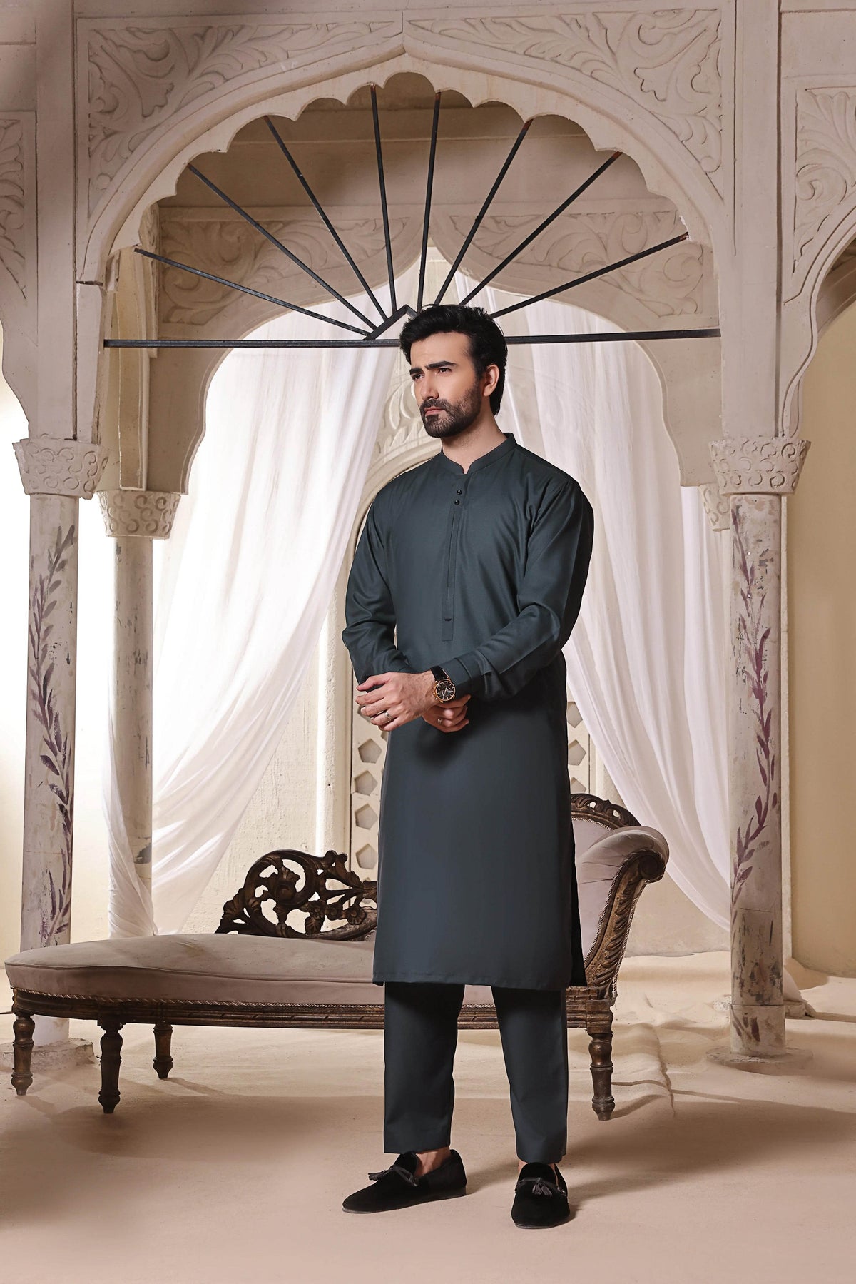 Steel Grey Kurta Pajama by Al Deebaj, photo 4