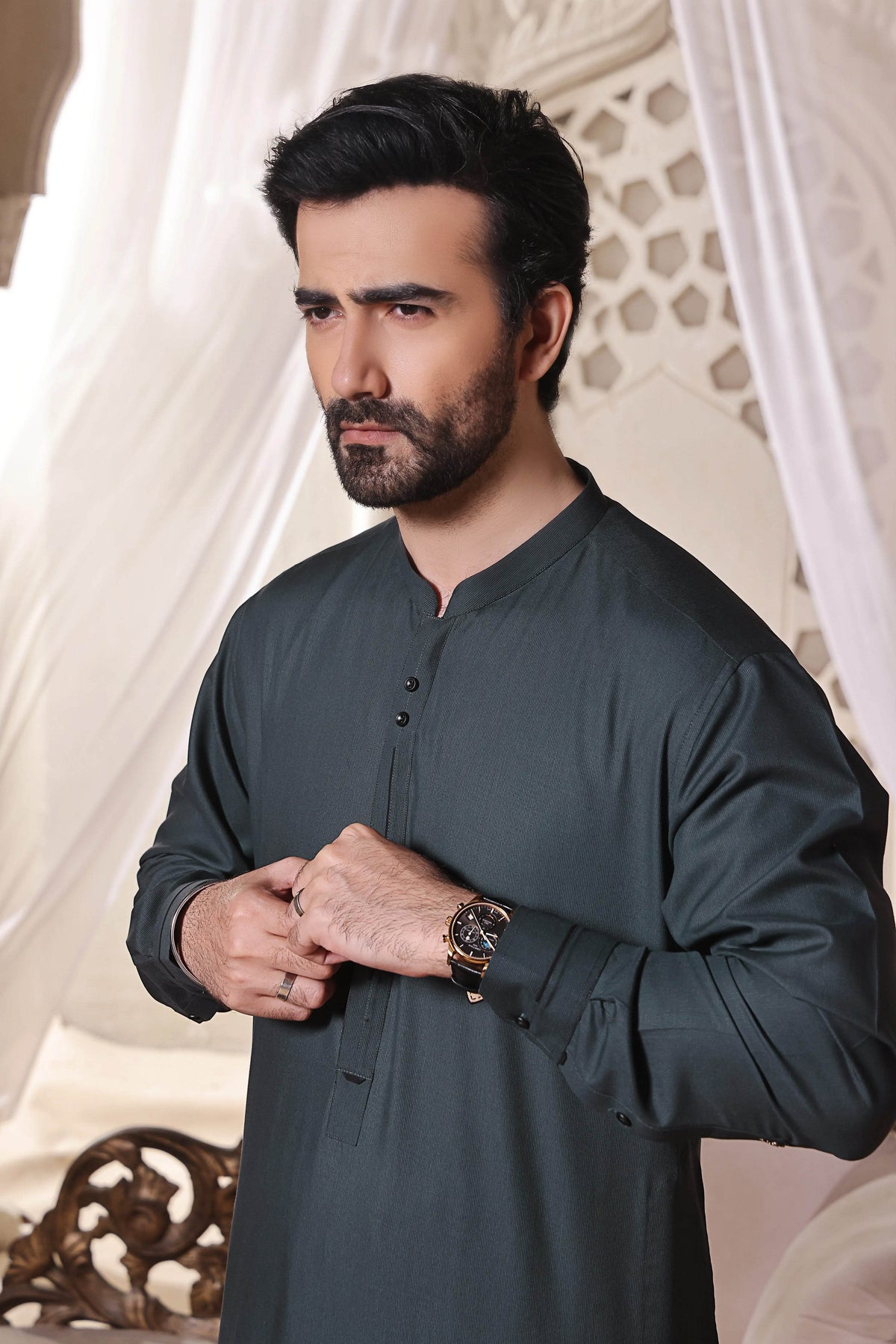 Steel Grey Kurta Pajama by Al Deebaj