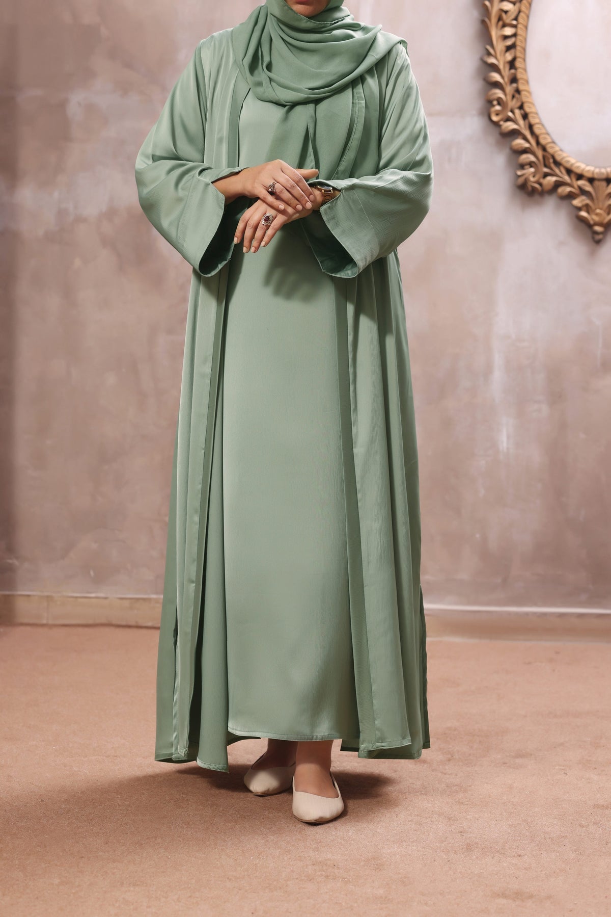Manahil Misty Sage Abaya by Al Deebaj, photo 4