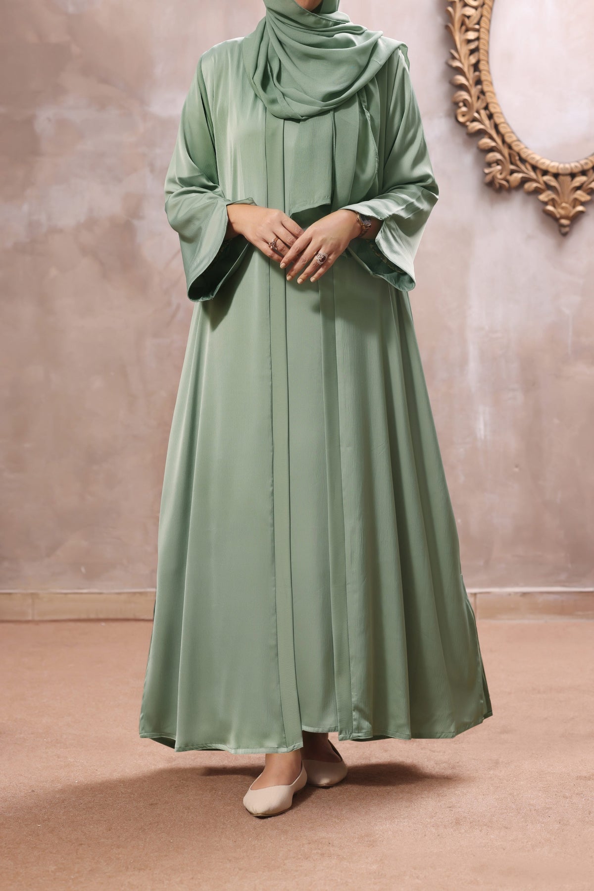 Manahil Misty Sage Abaya by Al Deebaj