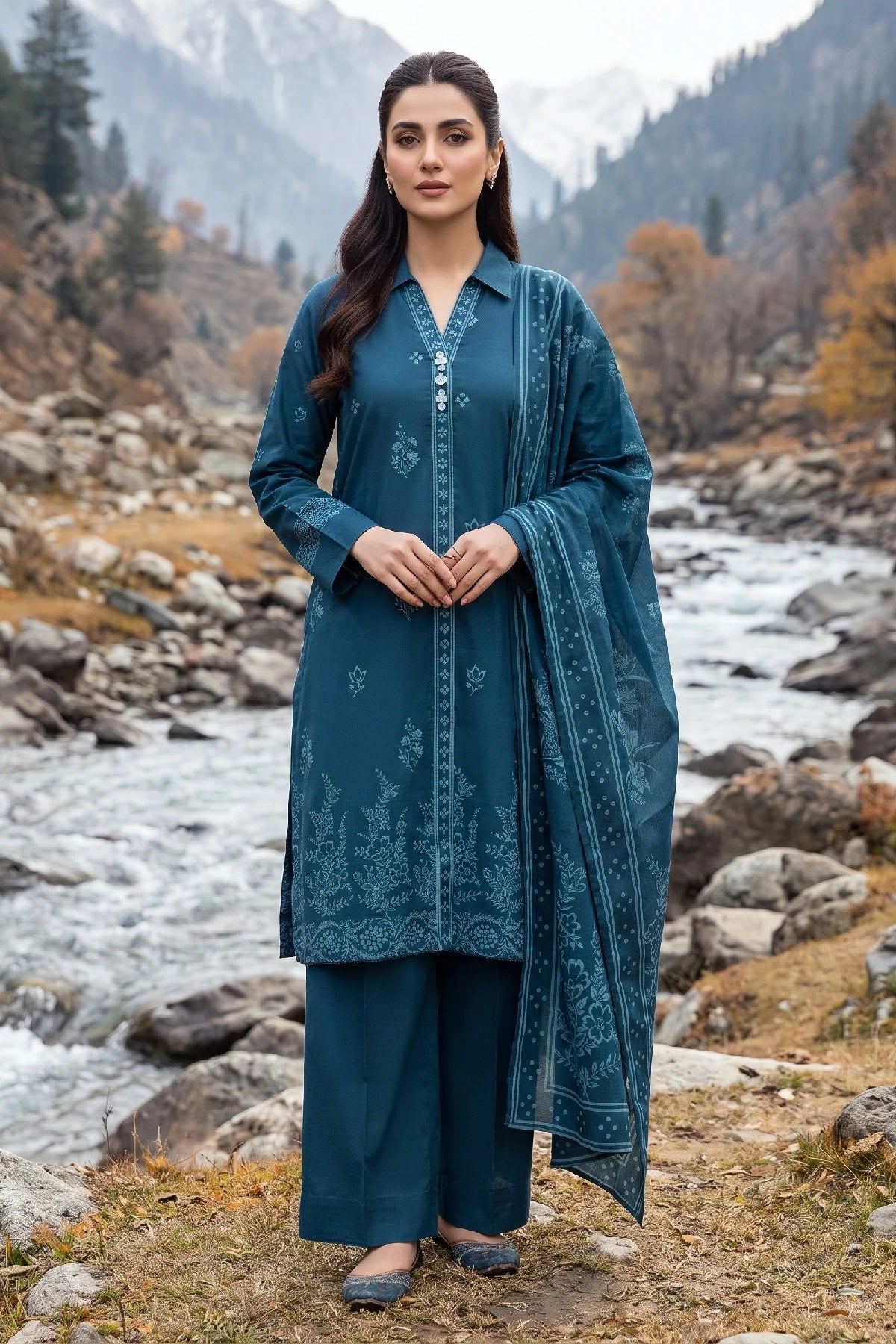 LSM Pashmina Print LG-0518A by Lakhany – Lakhany 3-piece unstitched suit