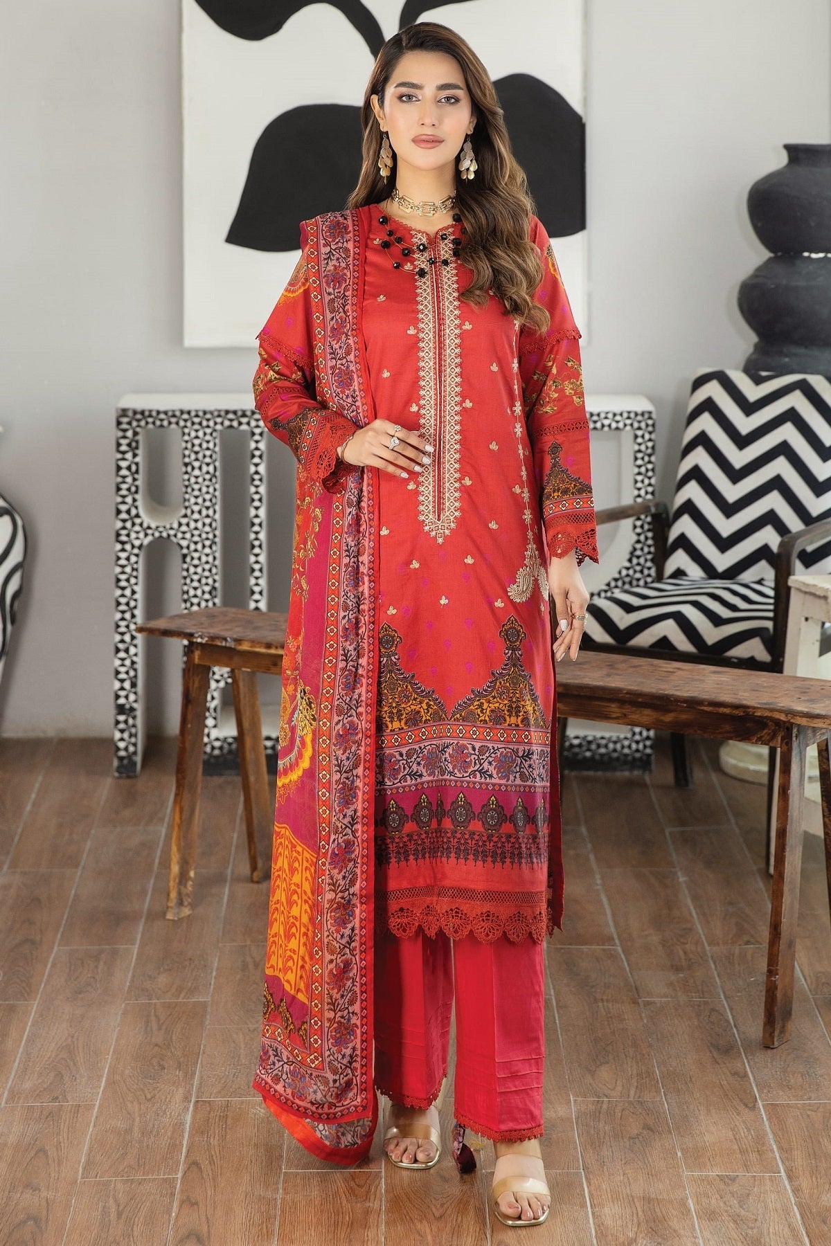 Johra Dastoor Lawn JH-123 – Johra 3-piece unstitched suit