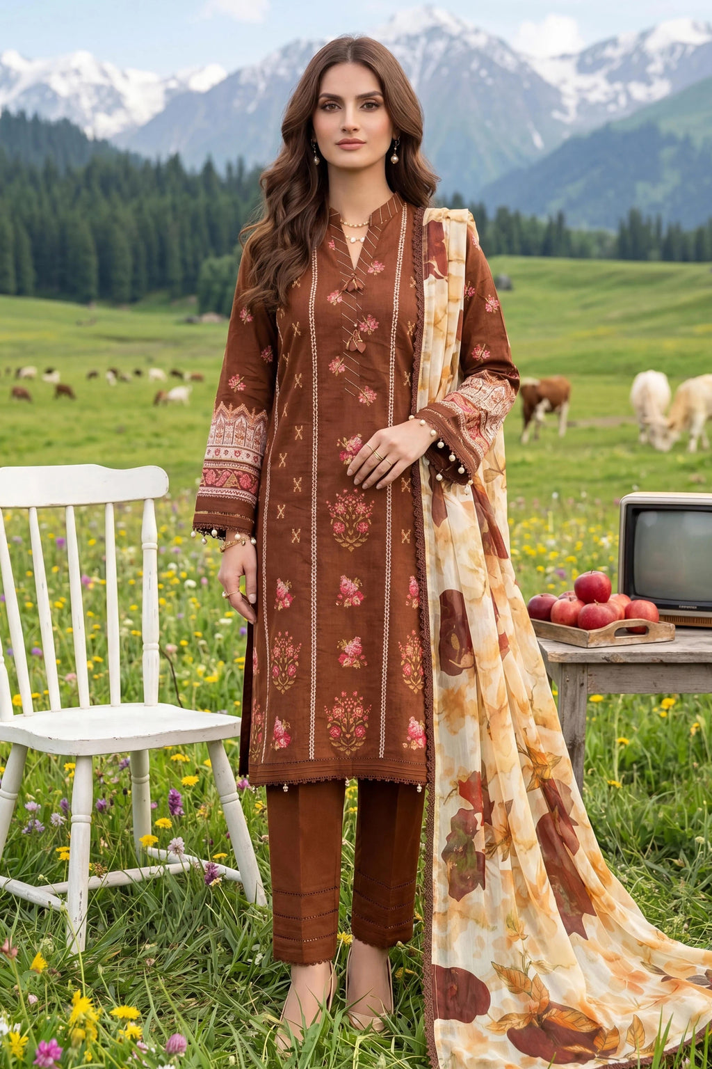Al Zohaib Colors Print Lawn CDC-05 – Al Zohaib 3-piece unstitched suit
