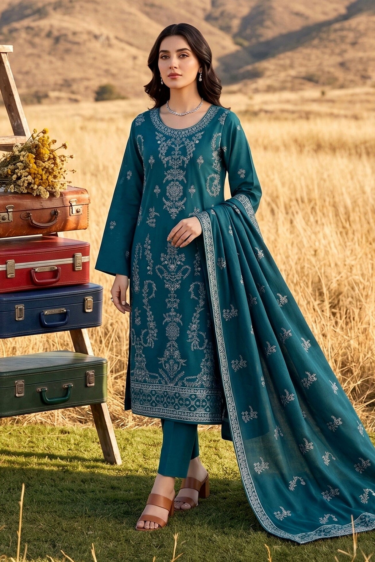 Sephora Dhanak By Bin Rashid D-05 – Bin Rashid 3-piece unstitched suit