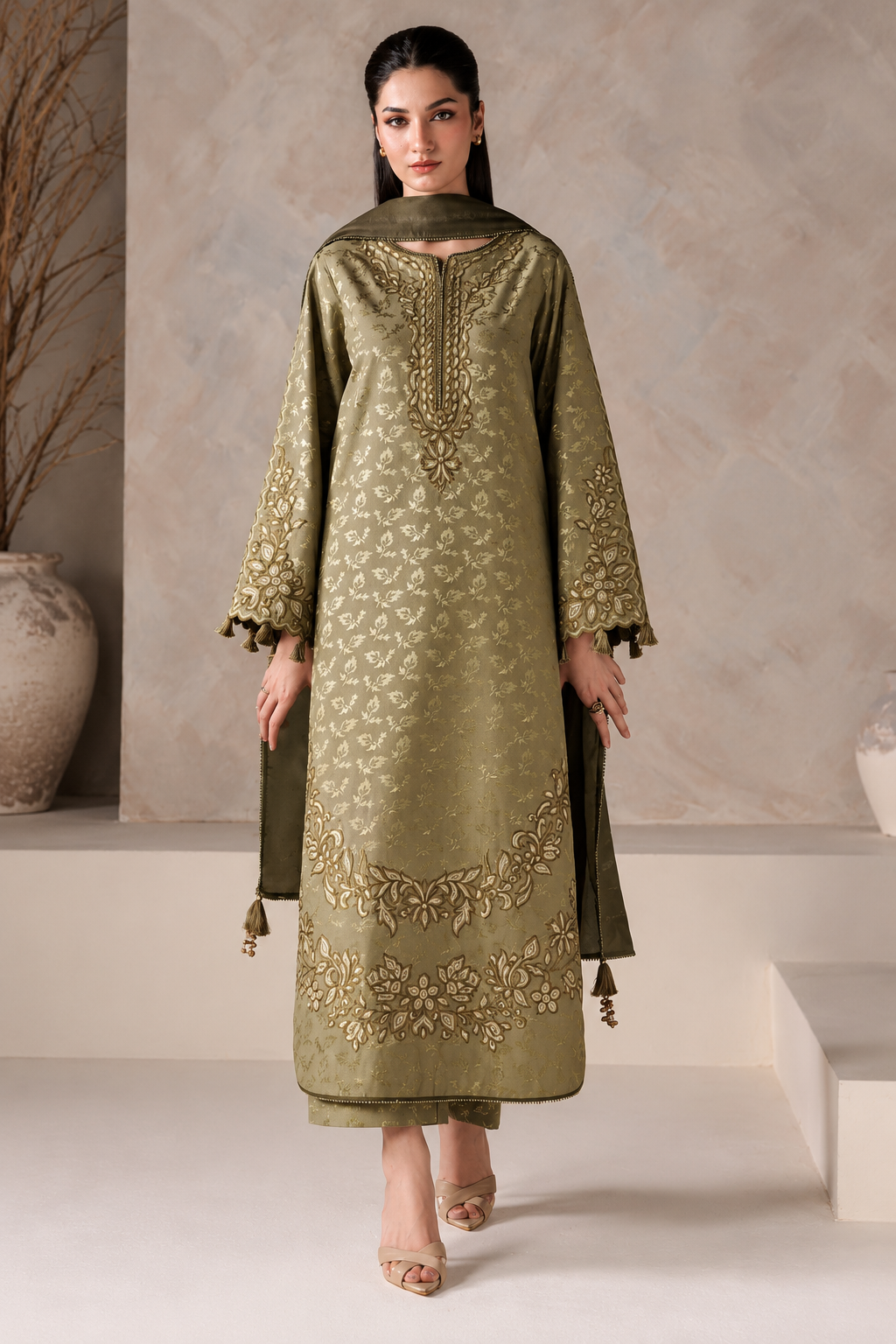 Iznik Viscose Jacquard UE-743 – Iznik 3-piece unstitched suit
