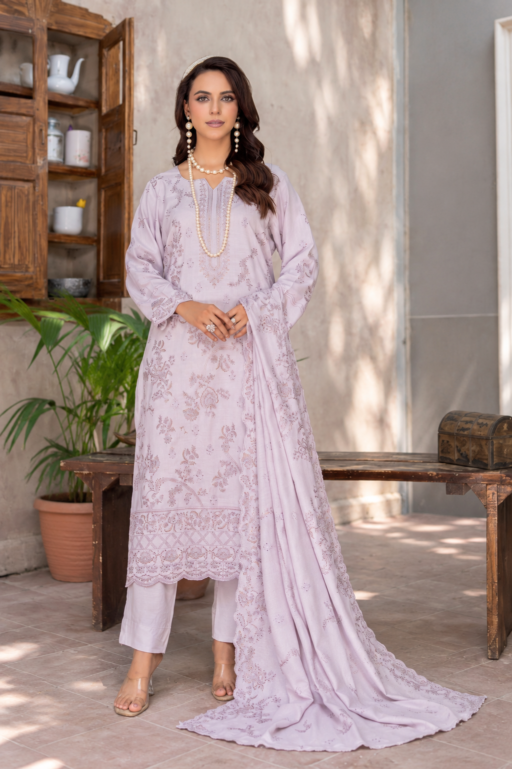 Mehfil Leather Peach By Bin Rashid D-05 – Bin Rashid 3-piece unstitched suit