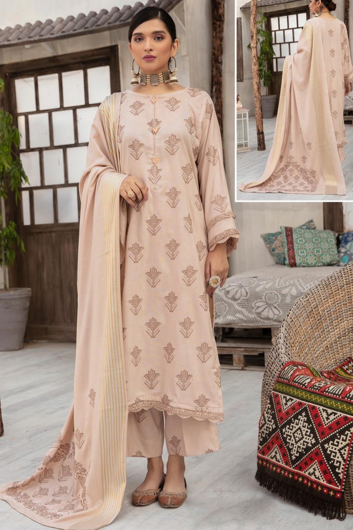 Khas Leather Peach By Khoobsurat KH-05 – Khoobsurat 3-piece unstitched suit