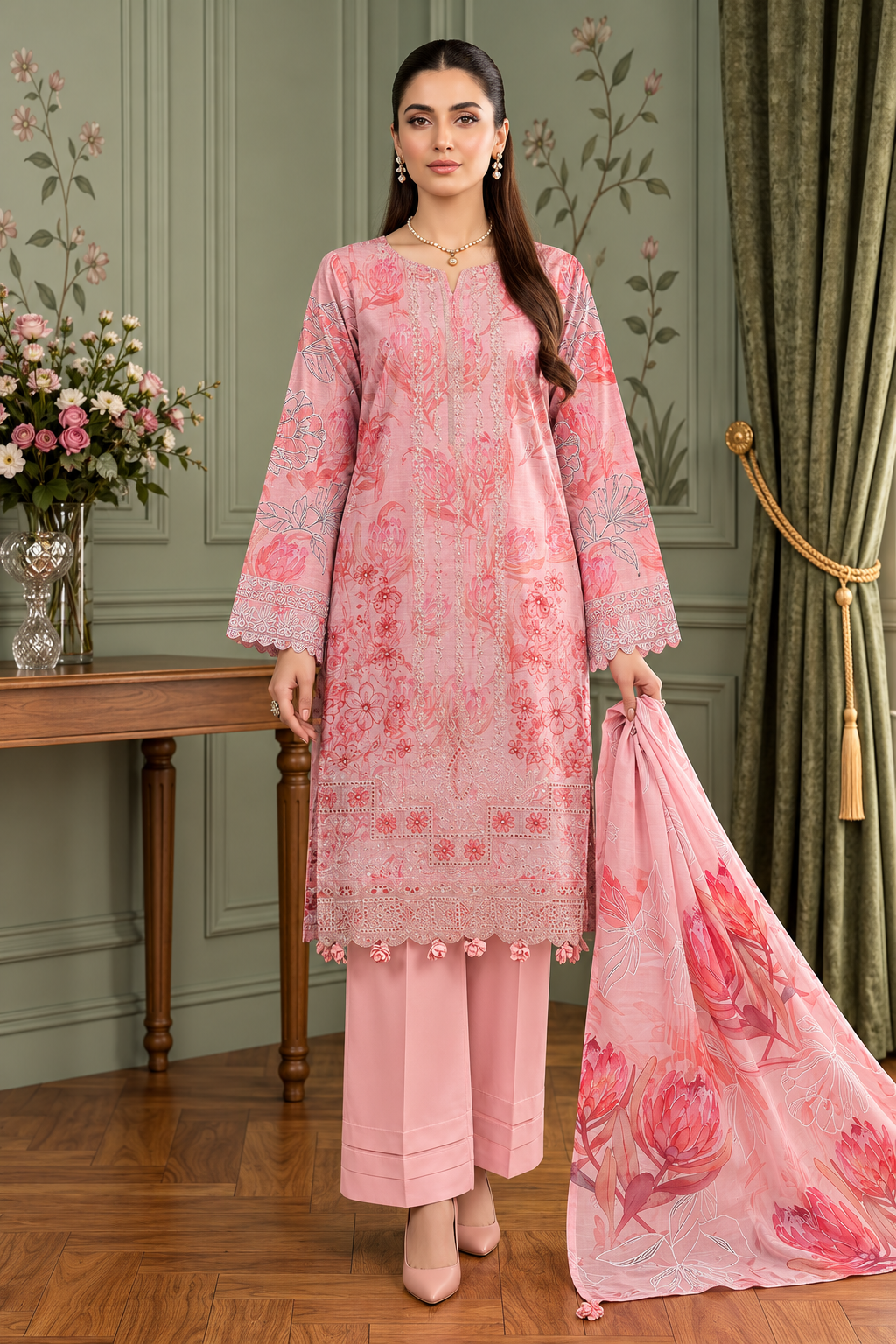 Aalaya Rock Capri Linen D-05 – Aalaya 3-piece unstitched suit