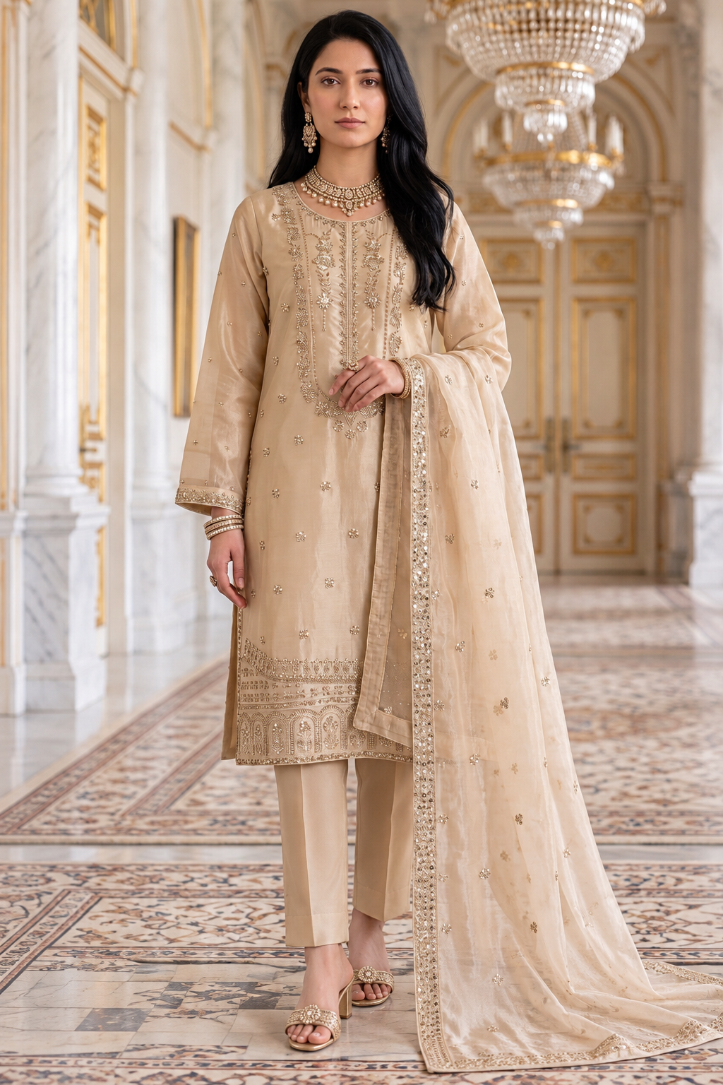 Dressline Chashm-e-Ara Formal Wear FB-287C – Dressline 3-piece unstitched suit