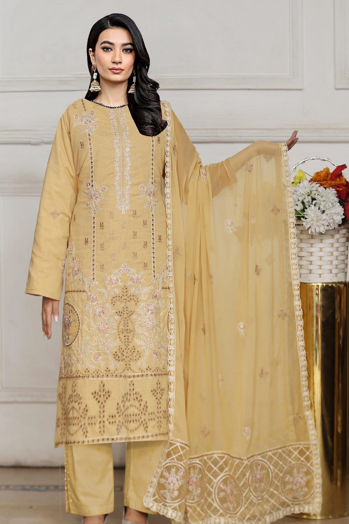 Colorum Premium Karandi D-705F – Colorum 3-piece unstitched suit