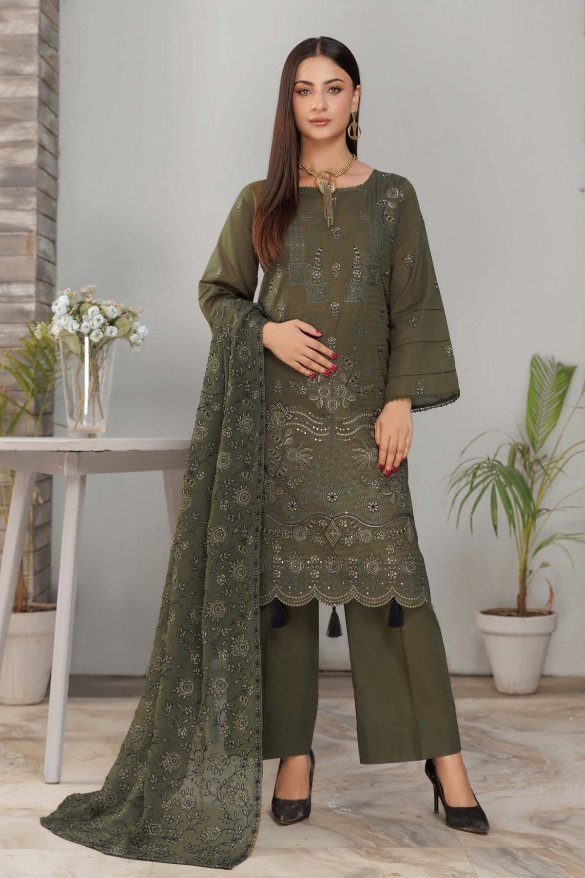 Alif Lawn By Eman Arts AL-144 – Eman Arts 3-piece unstitched suit