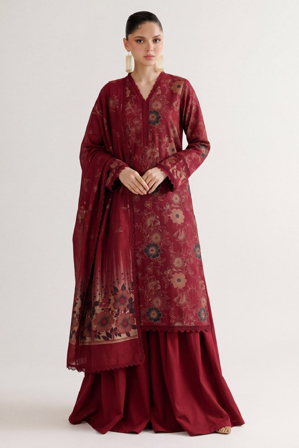 Alif Brosha Winter By Eman Arts AW-96 – Eman Arts 3-piece unstitched suit