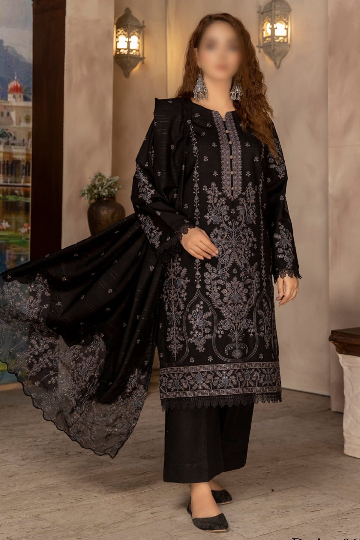 Fantak Premium Khaddar FAW-201 – Fantak 3-piece unstitched suit