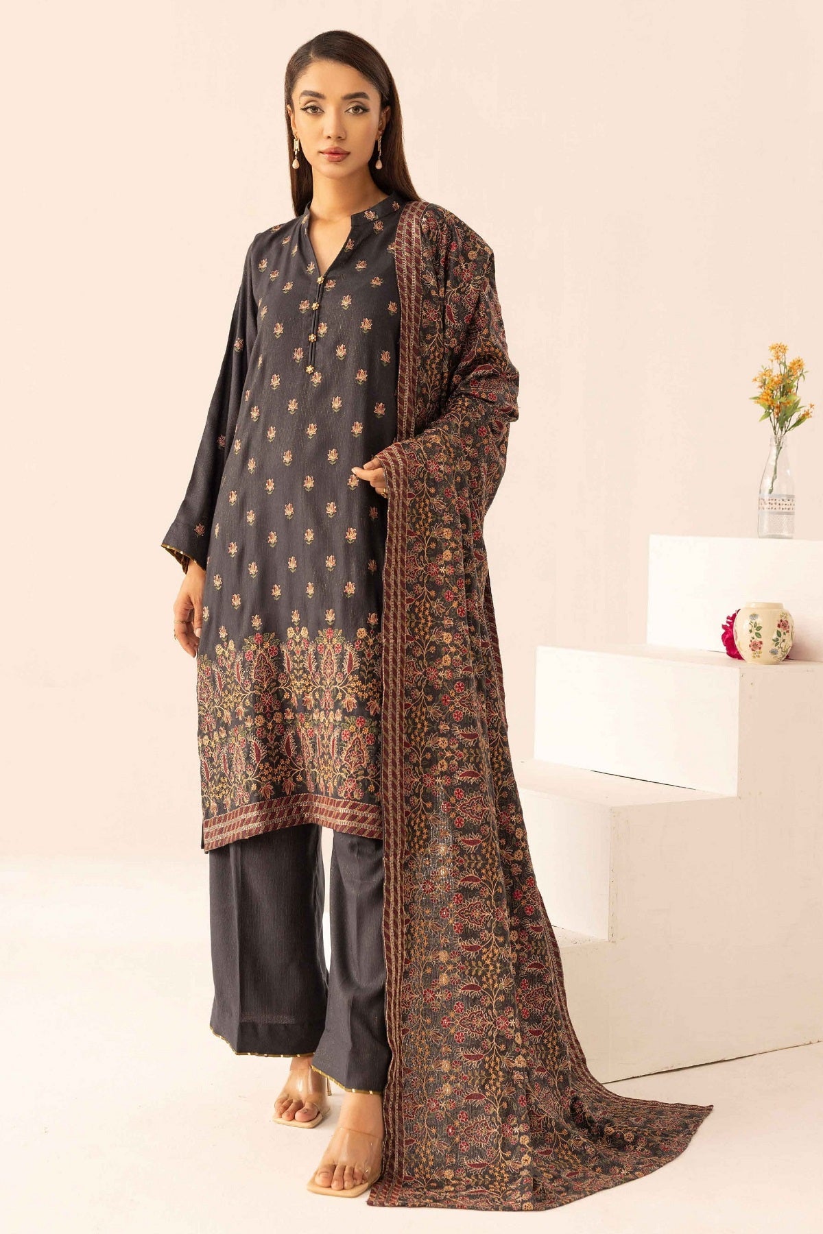 Noor-e-Chasham Leather Peach By Khoobsurat NC-06 – Khoobsurat 3-piece unstitched suit