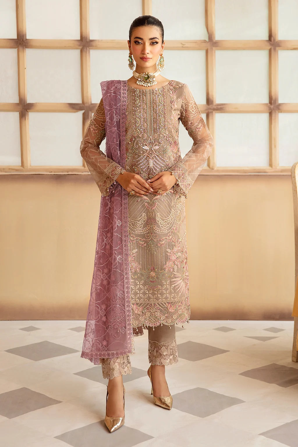 Ramsha Minhal Formal Wear M-1206 – Ramsha 3-piece unstitched suit