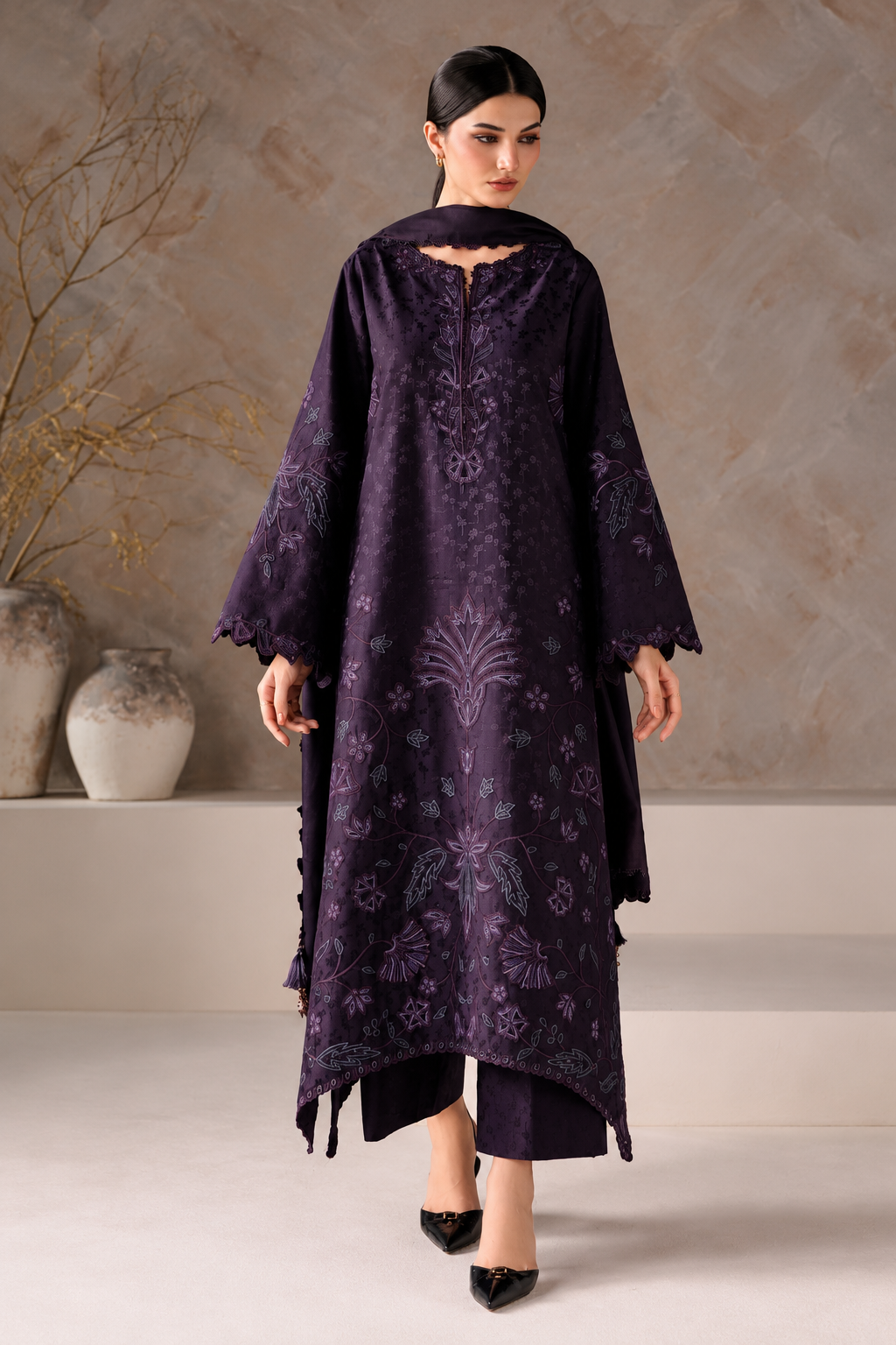 Iznik Viscose Jacquard UE-744 – Iznik 3-piece unstitched suit