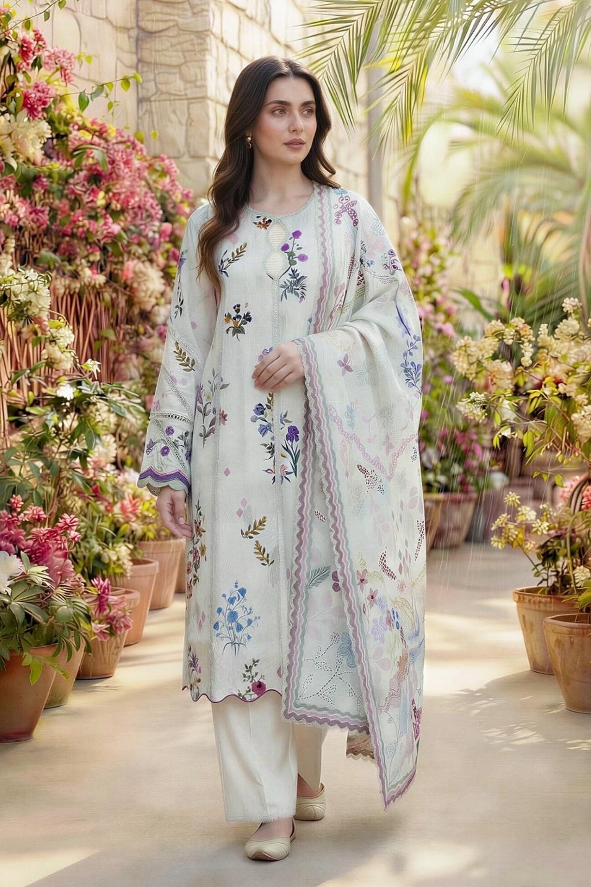 Florent Zync Print Lawn FZ-06 – Florent 3-piece unstitched suit