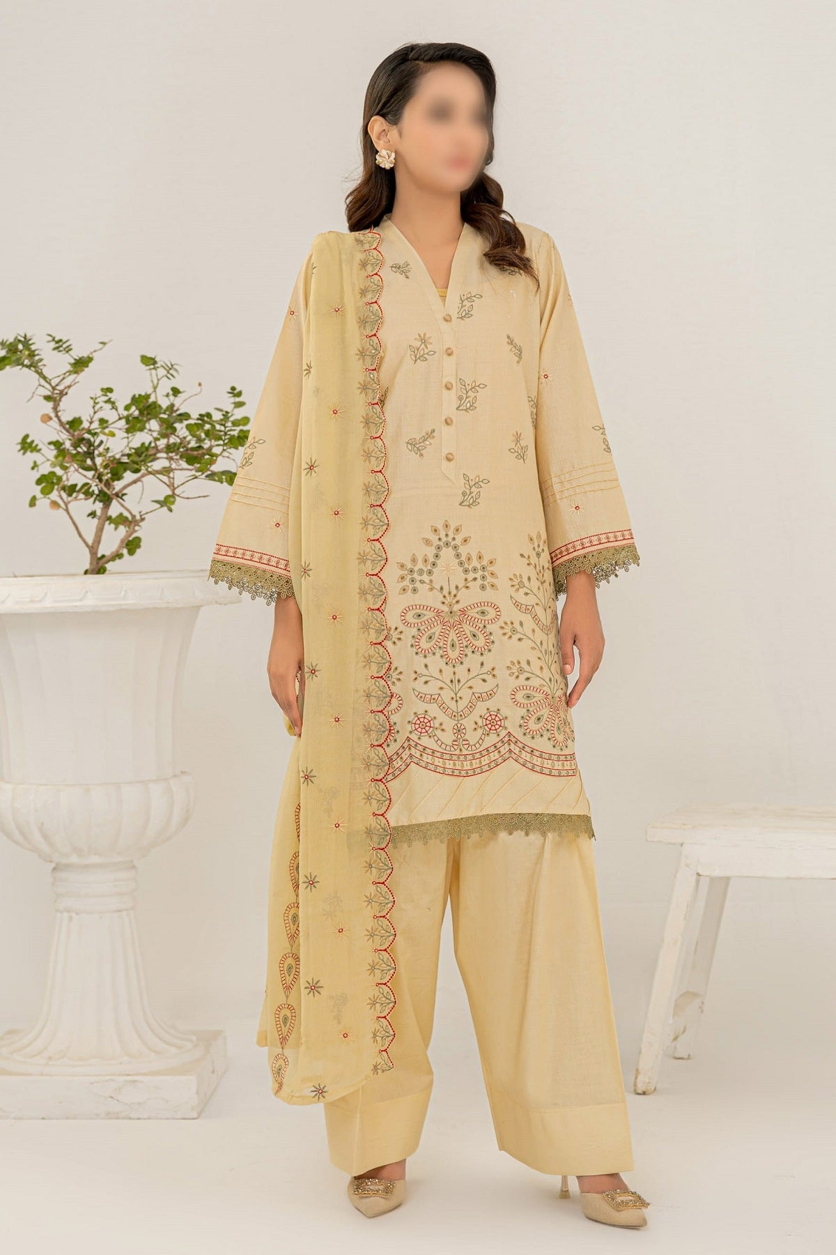 Fantak Premium Lawn FAS-204 – Fantak 3-piece unstitched suit