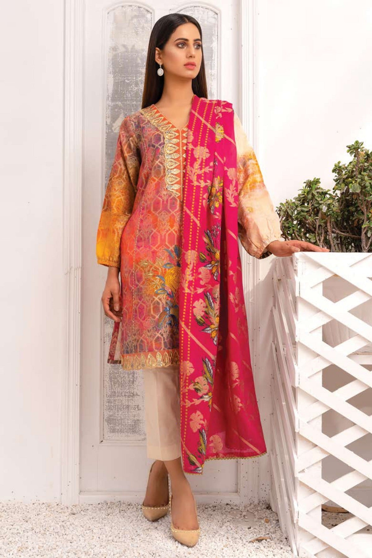 Rang-e-Zeest Lawn By Jacquard D-07 (Ervin) – Jacquard 3-piece unstitched suit