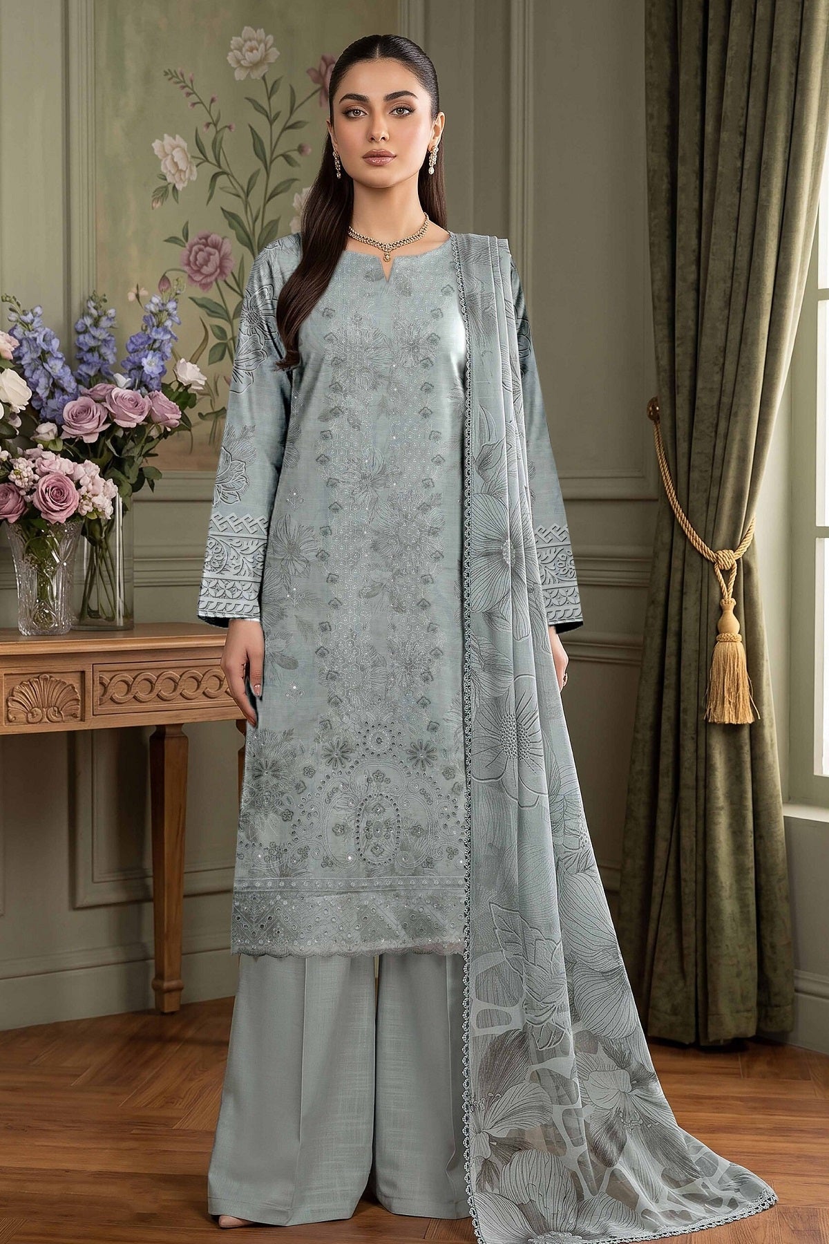 Aalaya Rock Capri Linen D-07 – Aalaya 3-piece unstitched suit