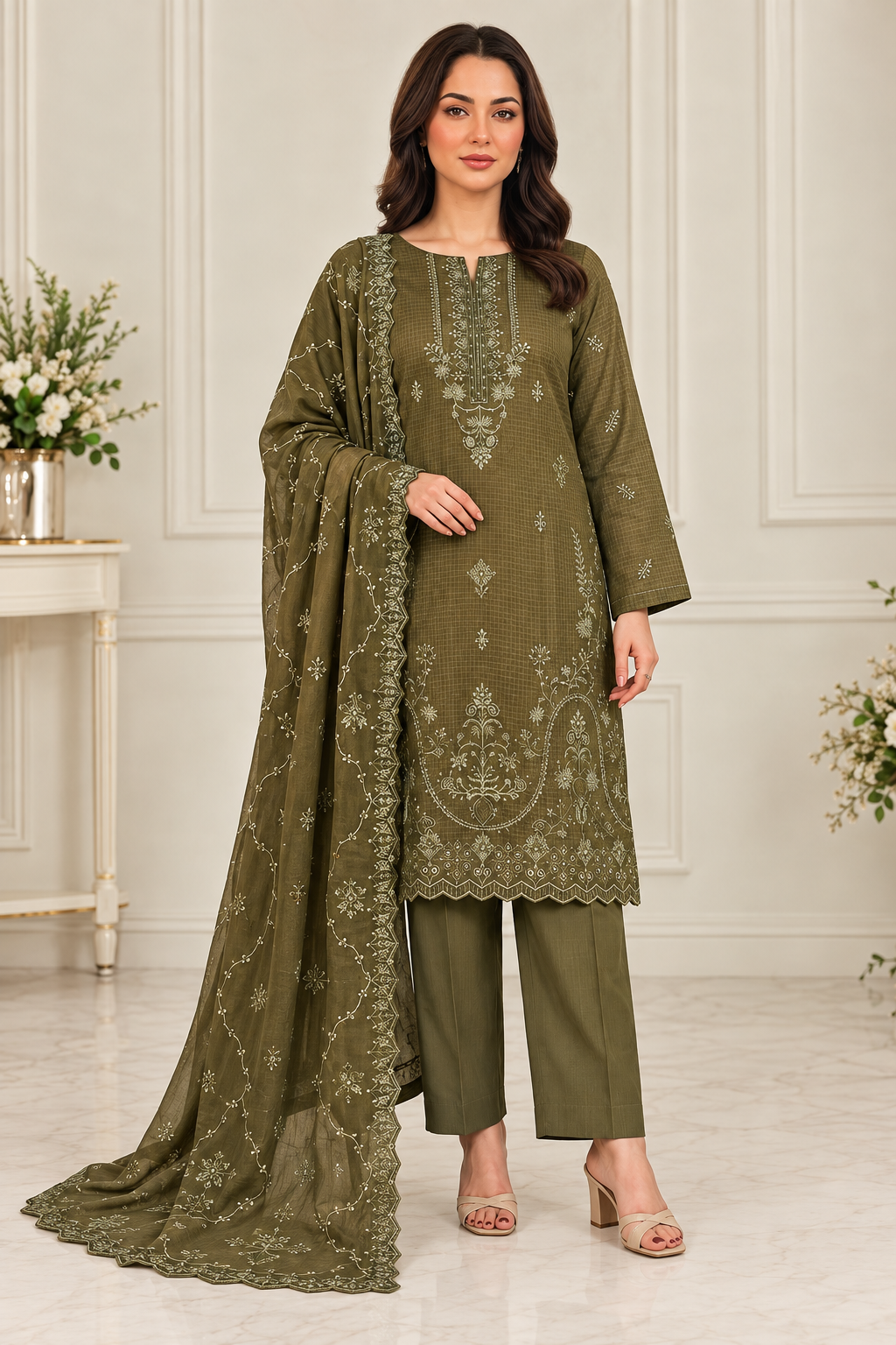 Fatima Roshni Viscose D-07 – Fatima 3-piece unstitched suit