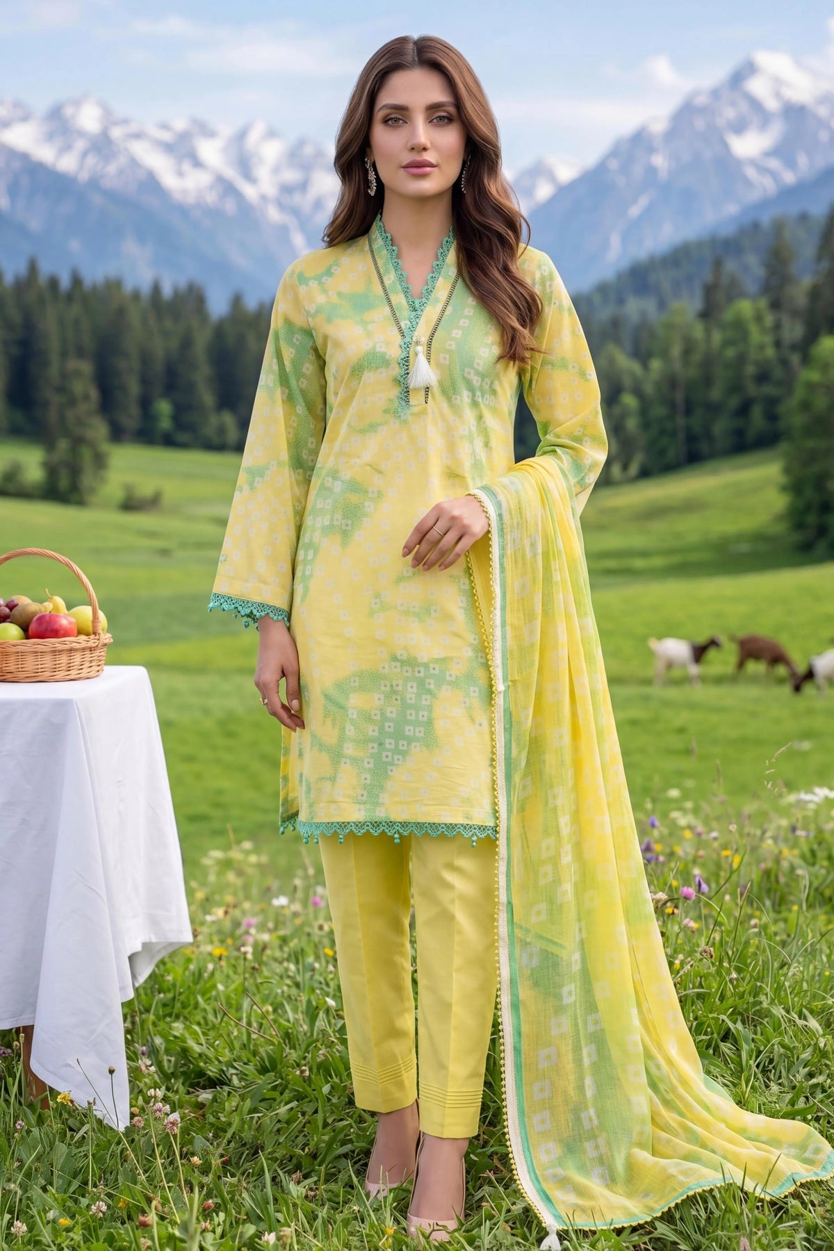 Al Zohaib Colors Print Lawn CDC-07 – Al Zohaib 3-piece unstitched suit