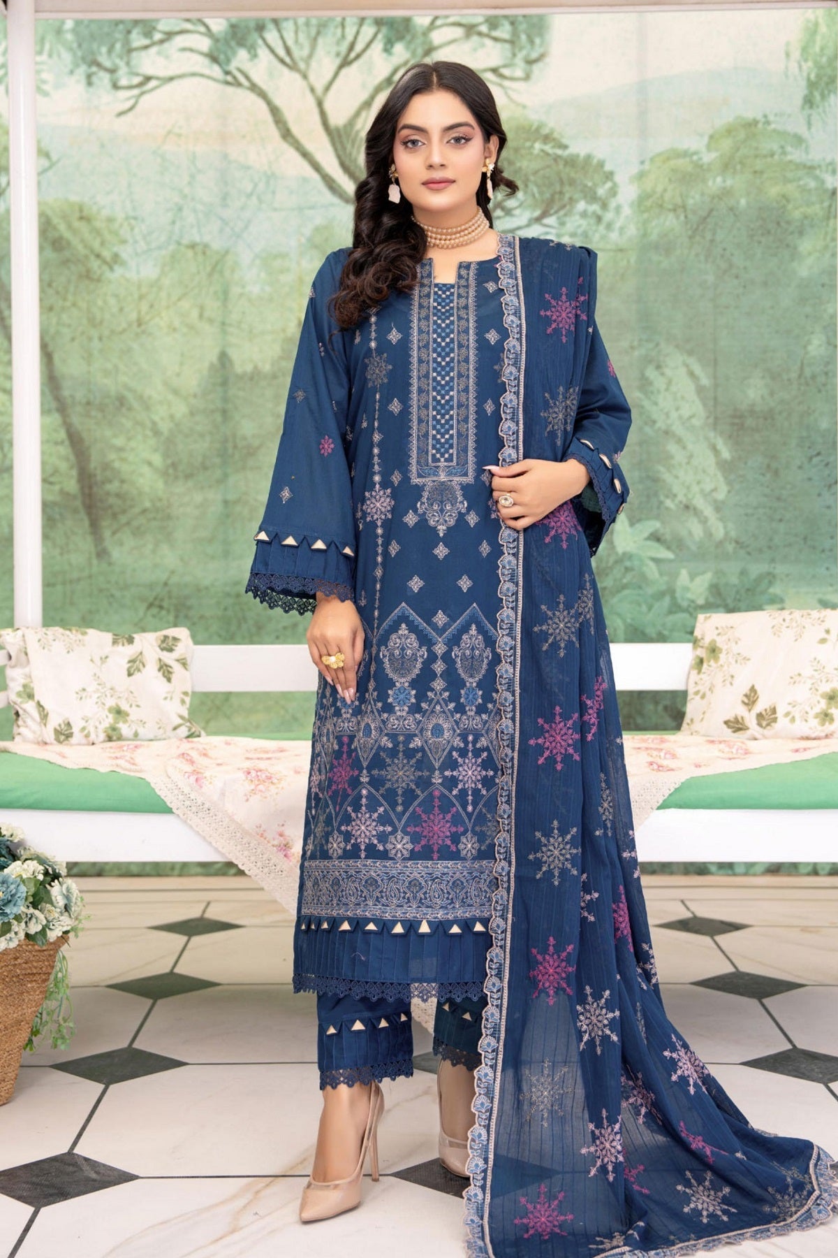 Alif Lawn By Eman Arts AL-29 – Eman Arts 3-piece unstitched suit