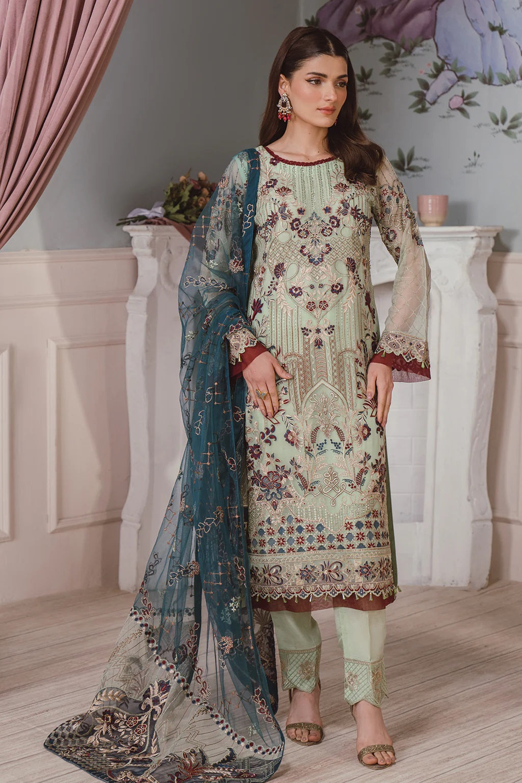 Ramsha Chiffon F-2507 – Ramsha 3-piece unstitched suit