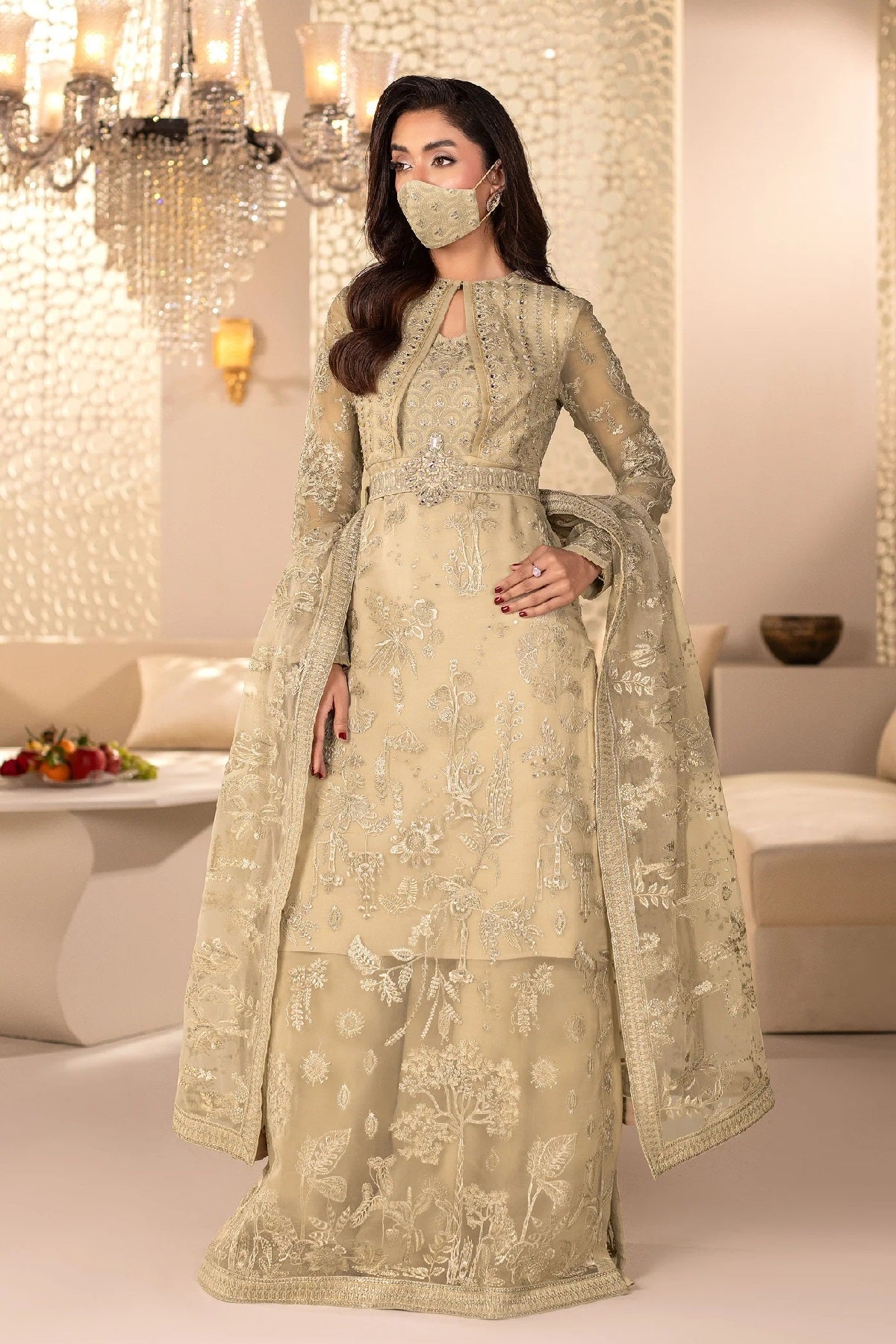 Flossie Executive Dastaan Chiffon DA-07 – Flossie 3-piece unstitched suit