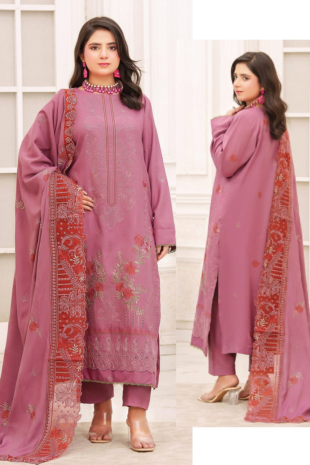Awaz Leather Peach By Bin Rashid D-07 – Bin Rashid 3-piece unstitched suit