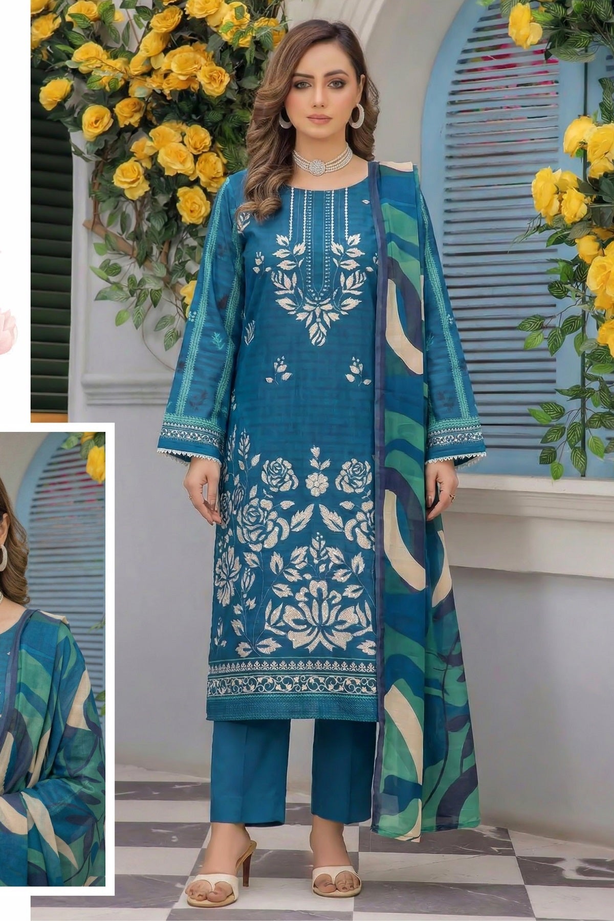 Palwasha Floral Lawn D-07 – Palwasha 3-piece unstitched suit
