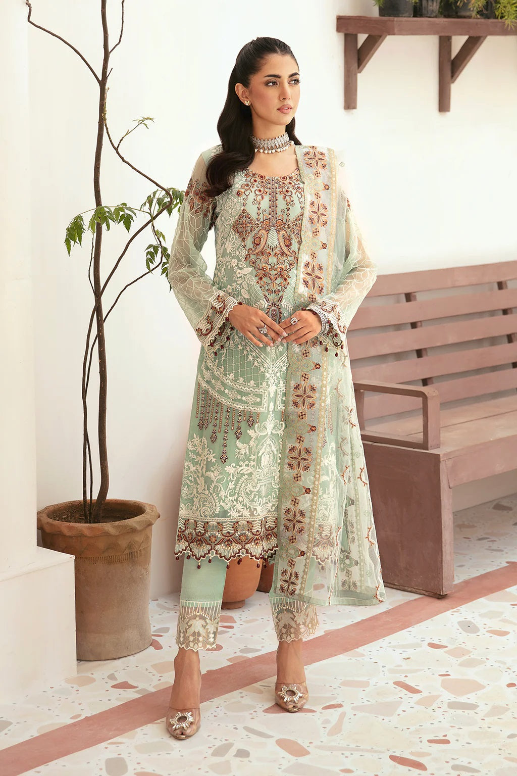 Ramsha Chiffon F-2607 – Ramsha 3-piece unstitched suit