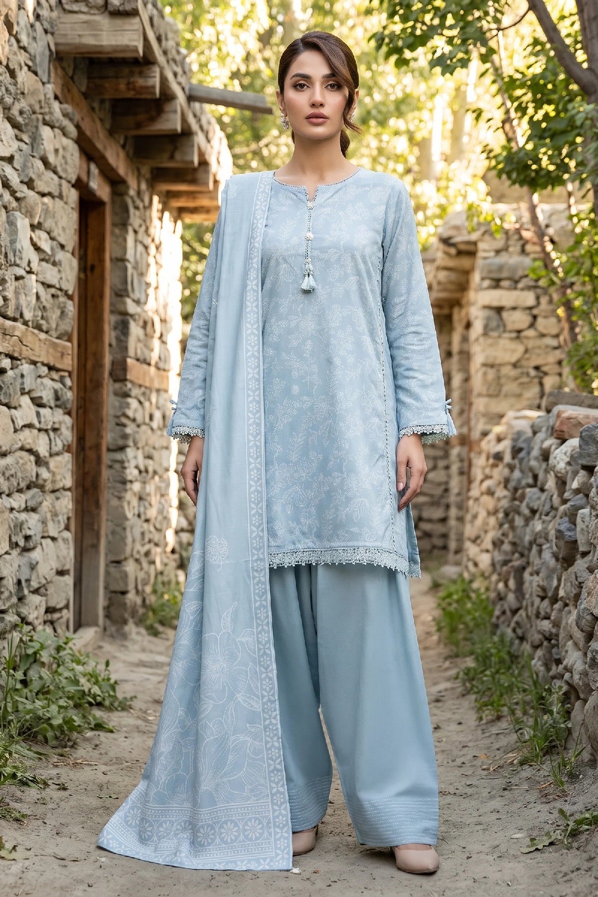 LSM Pashmina Print LG-0834B by Lakhany – Lakhany 3-piece unstitched suit