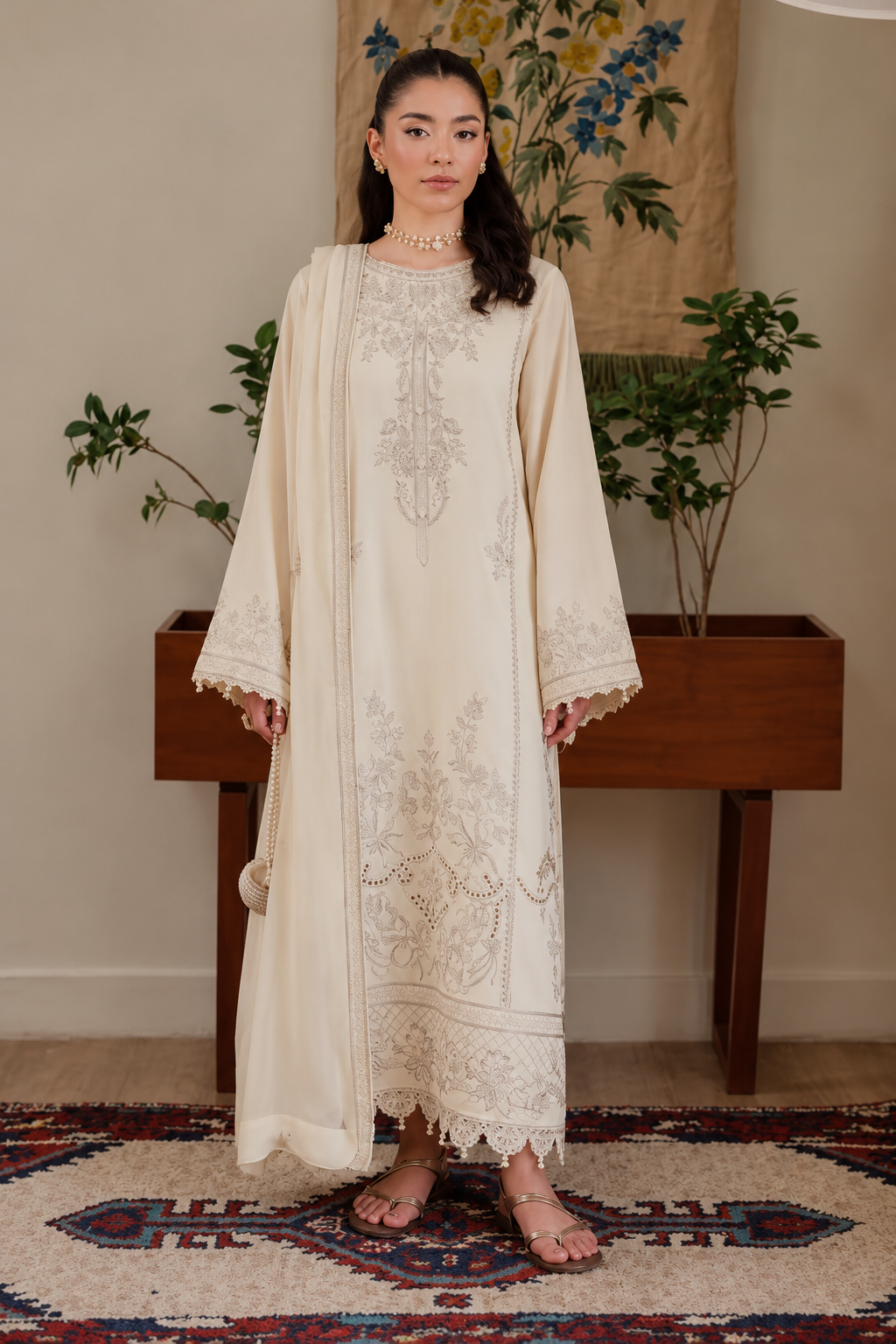 Fareeha Viscose By Humdum D-08 – Humdum 3-piece unstitched suit