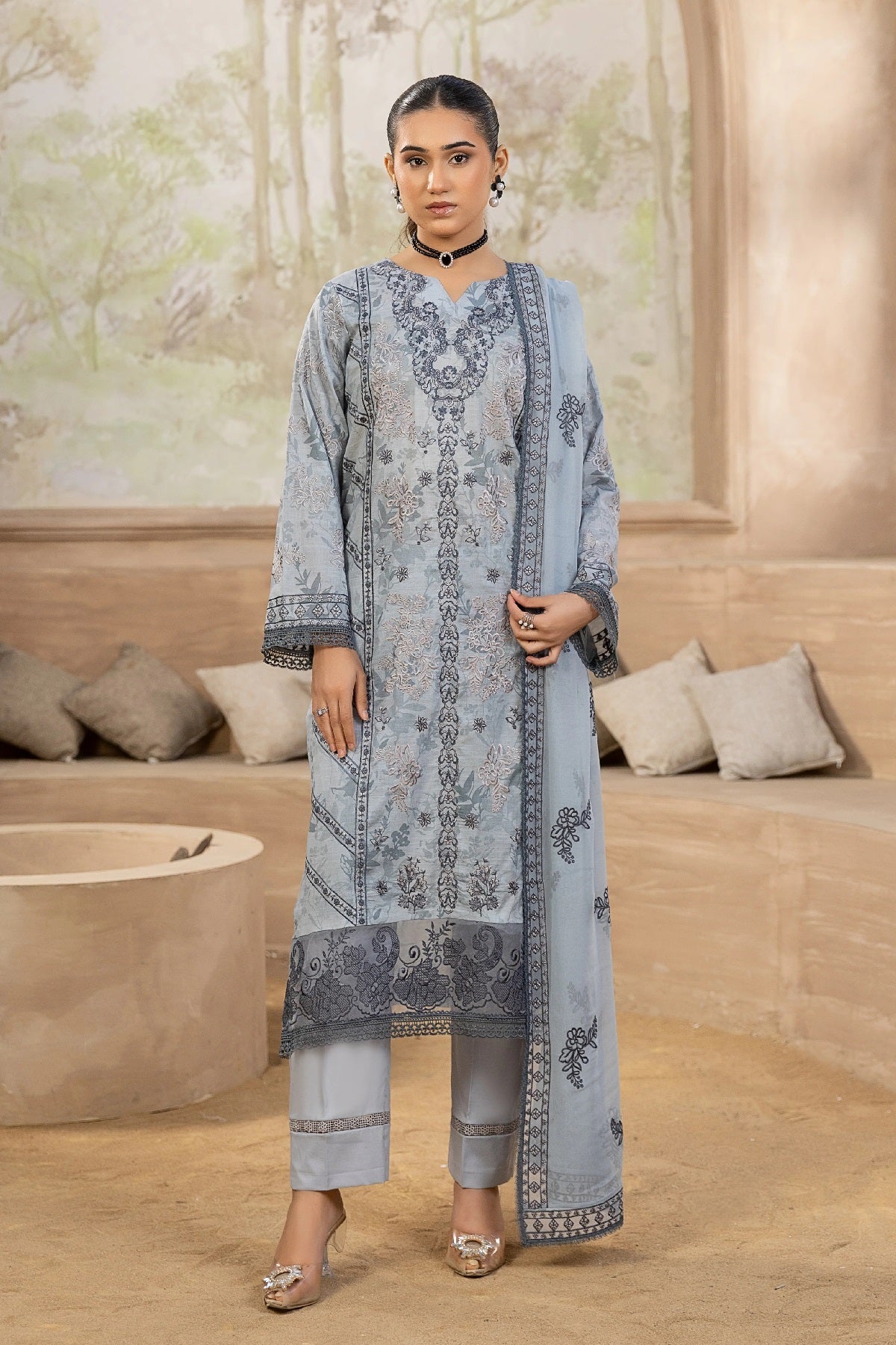 Smile Luxury Lawn By Azam Arts D-2108 – Azam Arts 3-piece unstitched suit