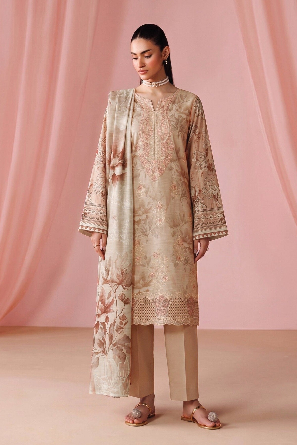 Aalaya Sage Linen D-02 – Aalaya 3-piece unstitched suit