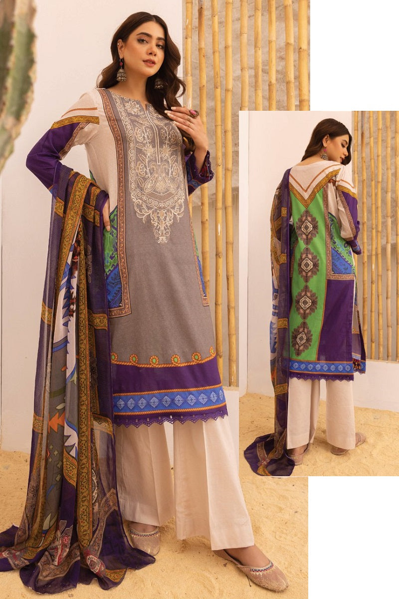 Johra Sahil Lawn JH-365 – Johra 3-piece unstitched suit