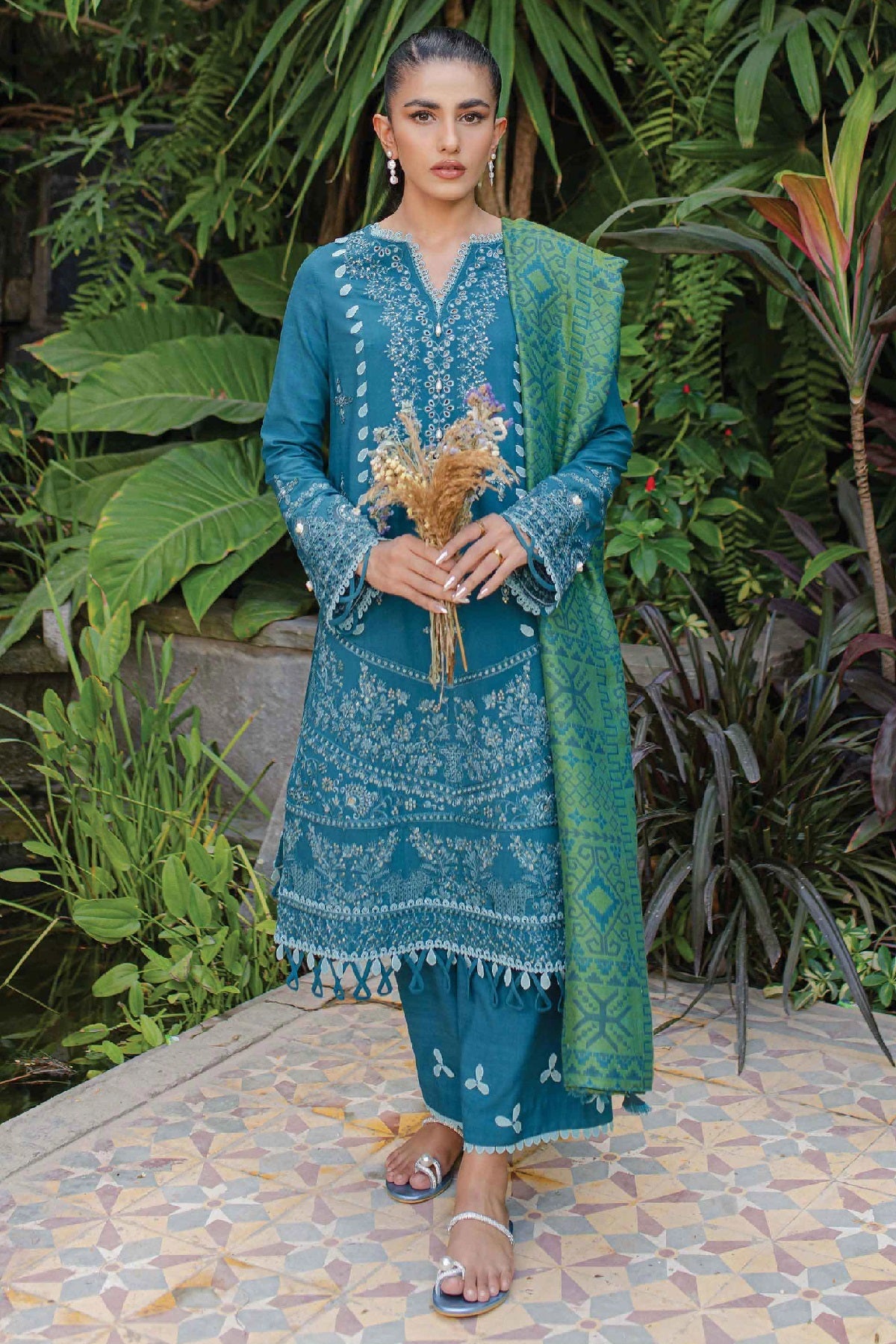 Qalamkar Qline Linen WL-08 (Solene) – Qalamkar 3-piece unstitched suit