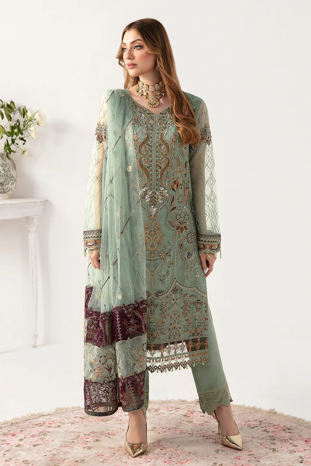Ramsha Minhal Formal Wear M-1108 – Ramsha 3-piece unstitched suit