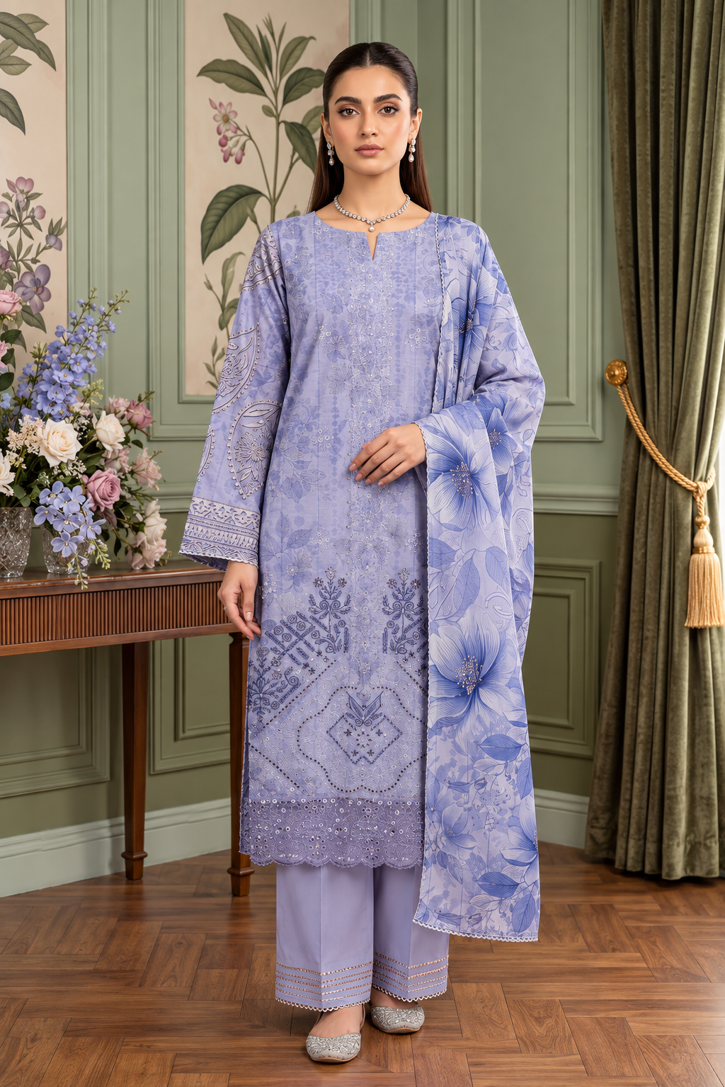 Aalaya Rock Capri Linen D-09 – Aalaya 3-piece unstitched suit