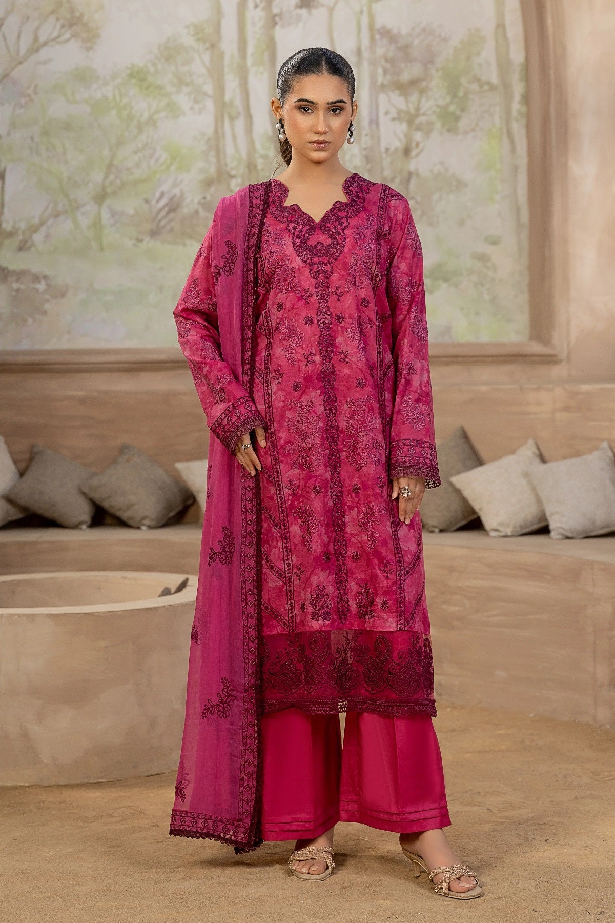 Smile Luxury Lawn By Azam Arts D-2109 – Azam Arts 3-piece unstitched suit