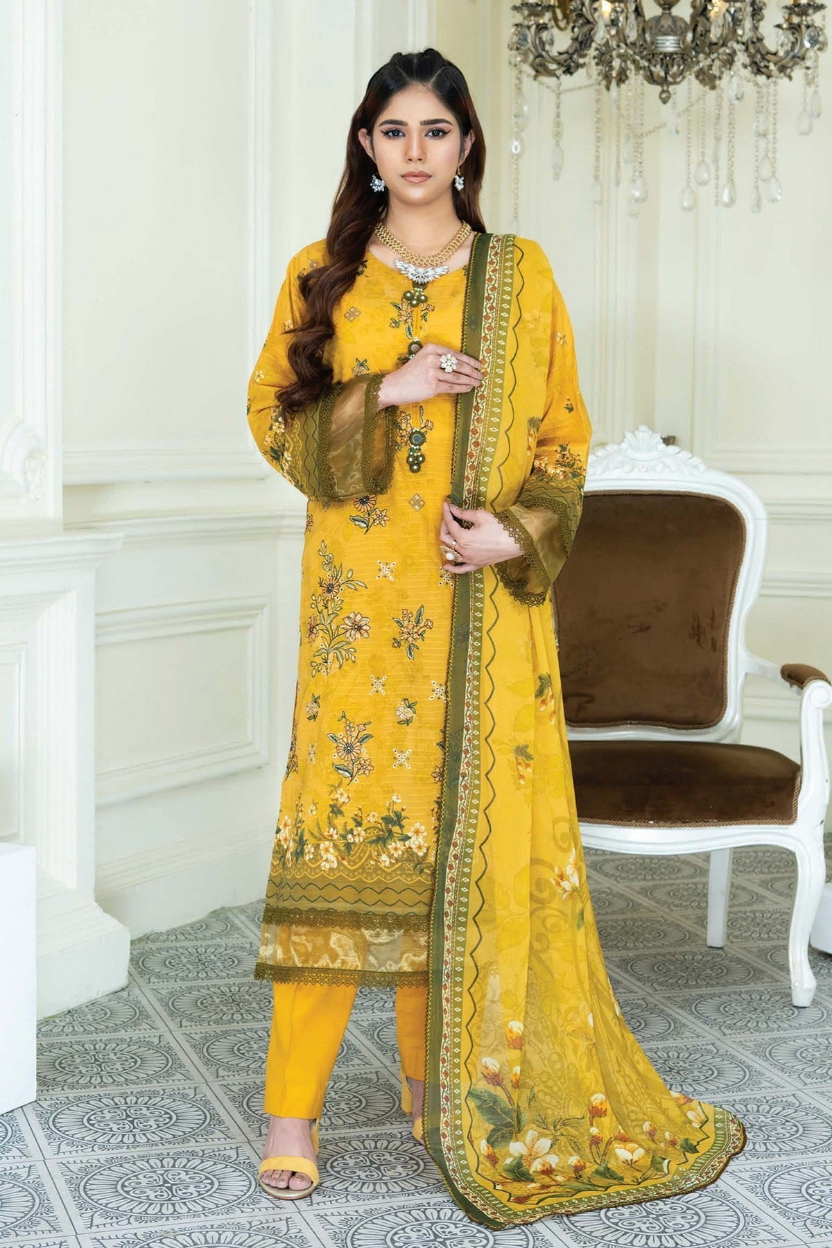 Palwasha Mah-e-Rang Lawn D-09 – Palwasha 3-piece unstitched suit