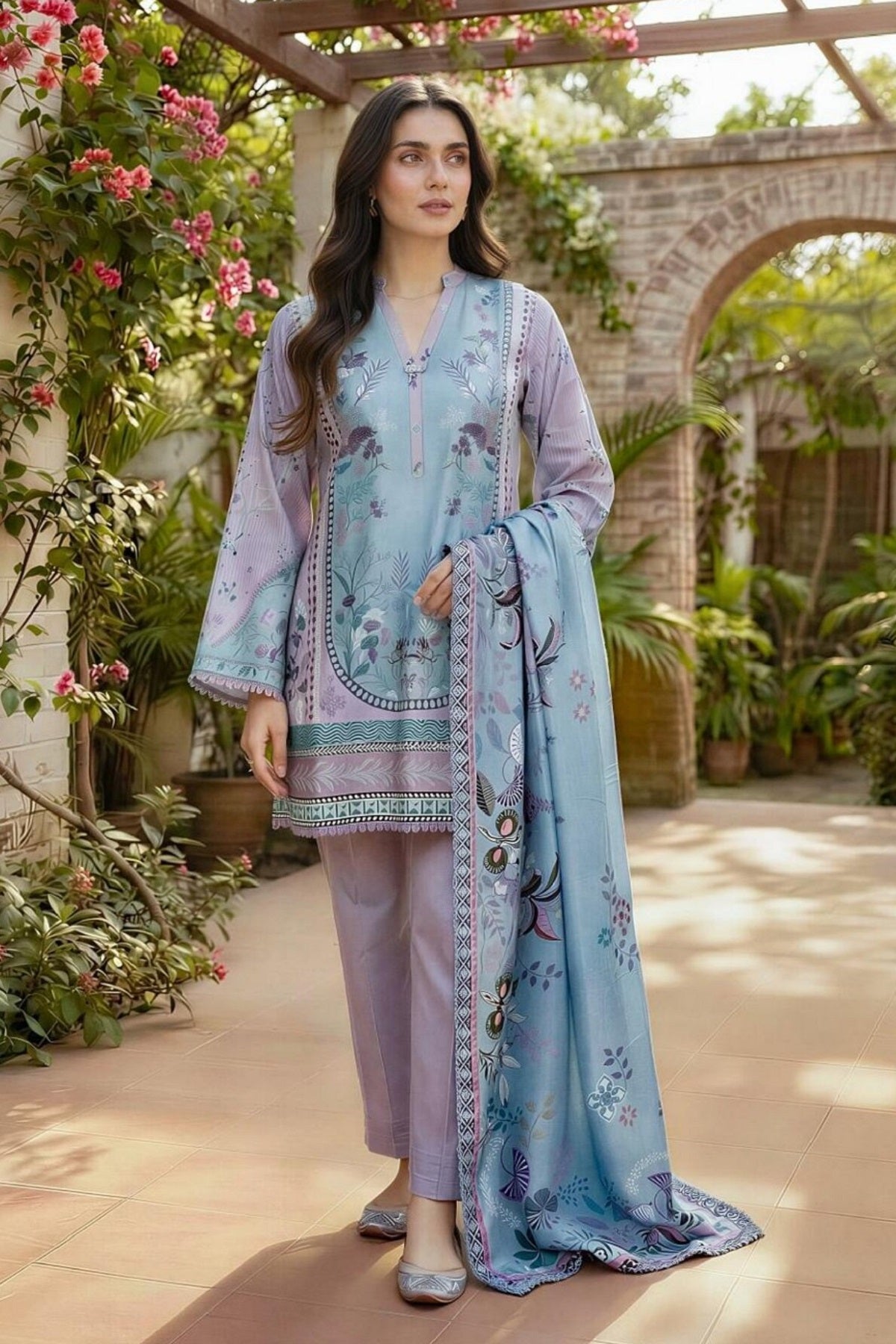 Florent Zync Print Lawn FZ-09 – Florent 3-piece unstitched suit