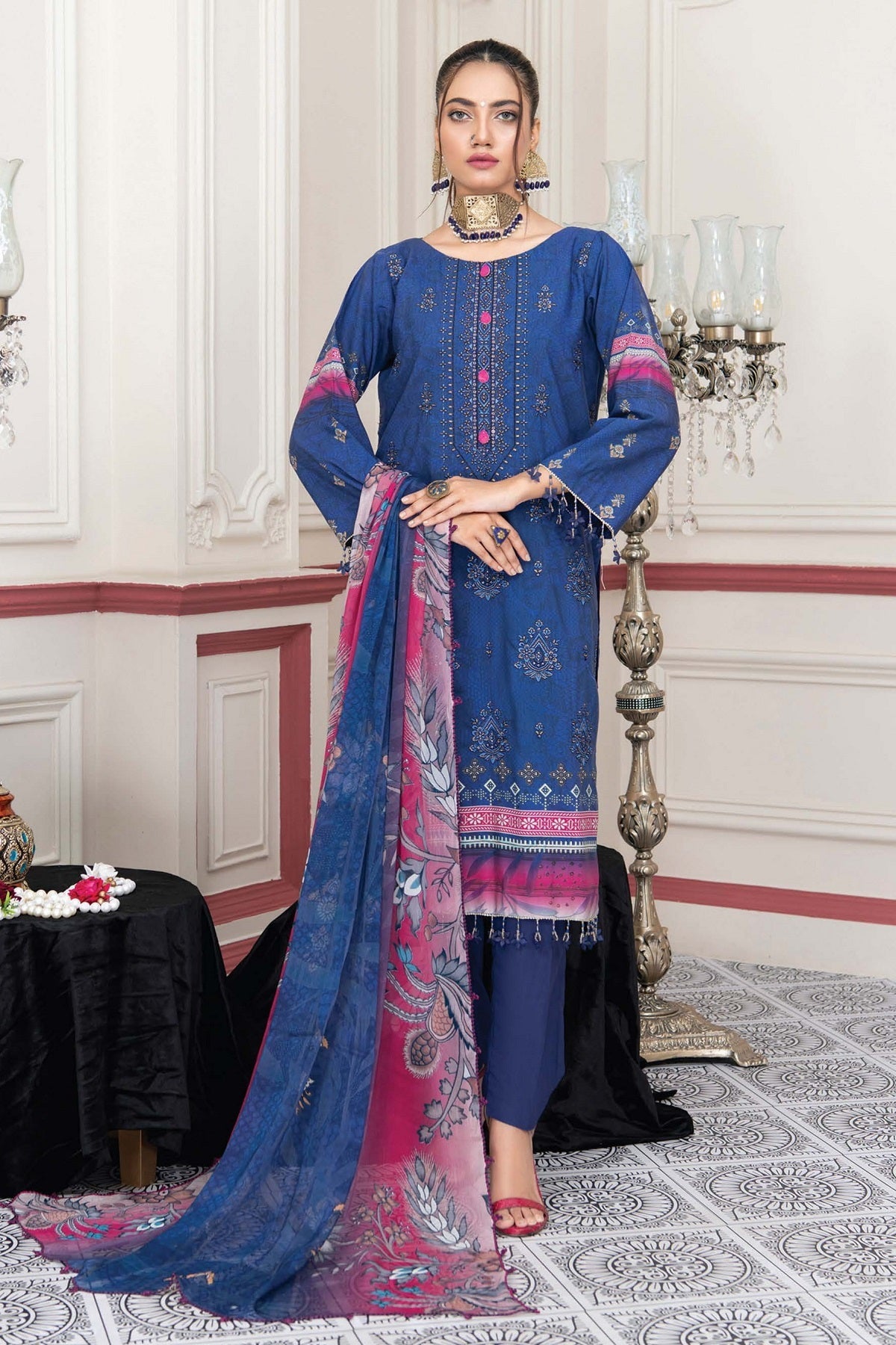 Palwasha Zebtan Viscose D-09 – Palwasha 3-piece unstitched suit