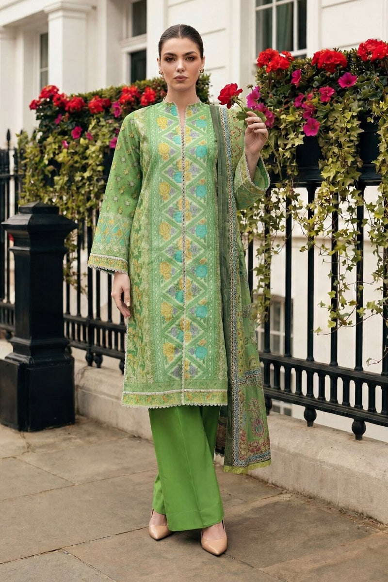 RajBari Raha Print Lawn D-09 – Rajbari 3-piece unstitched suit