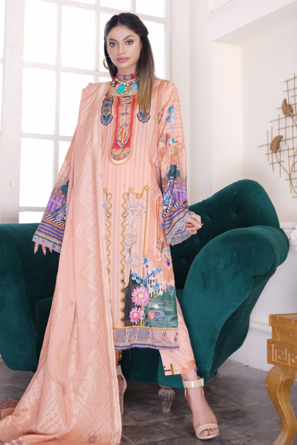 Firdous Barosha Lawn FL-09 – Firdous 3-piece unstitched suit