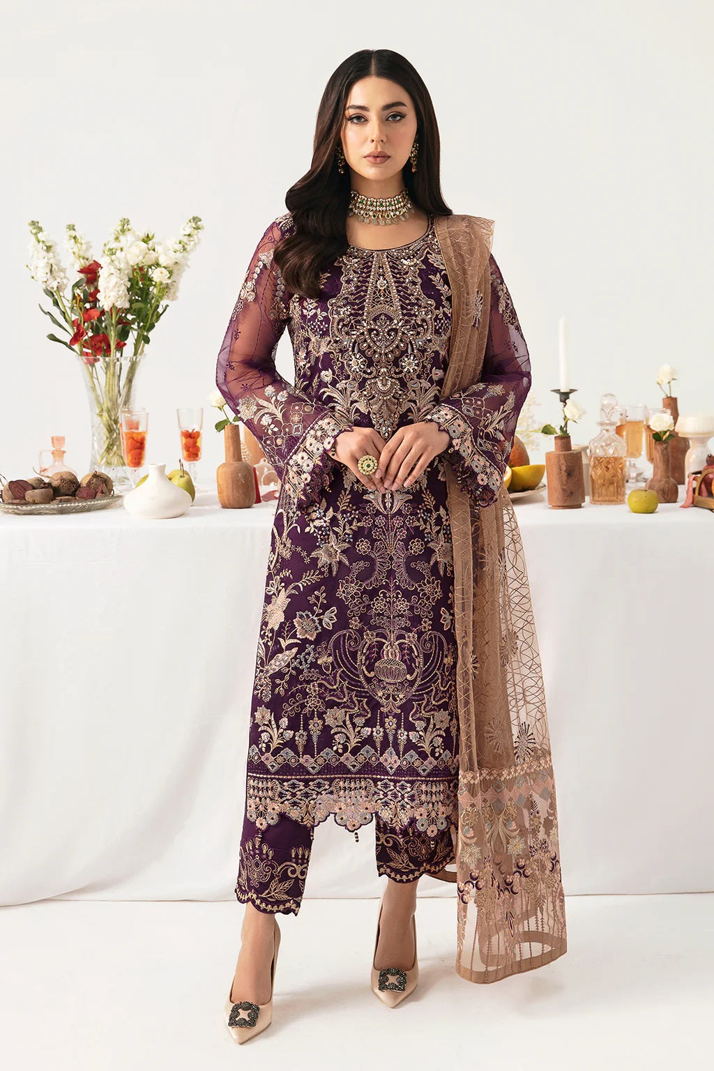 Ramsha Minhal Formal Wear M-1109 – Ramsha 3-piece unstitched suit